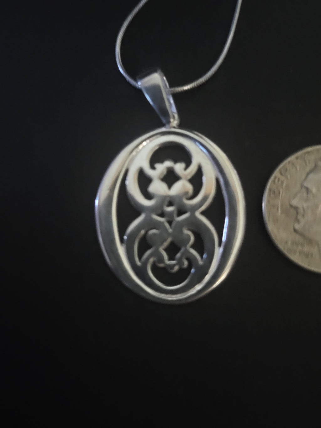 Sold Sterling Silver filigree pendant with chain