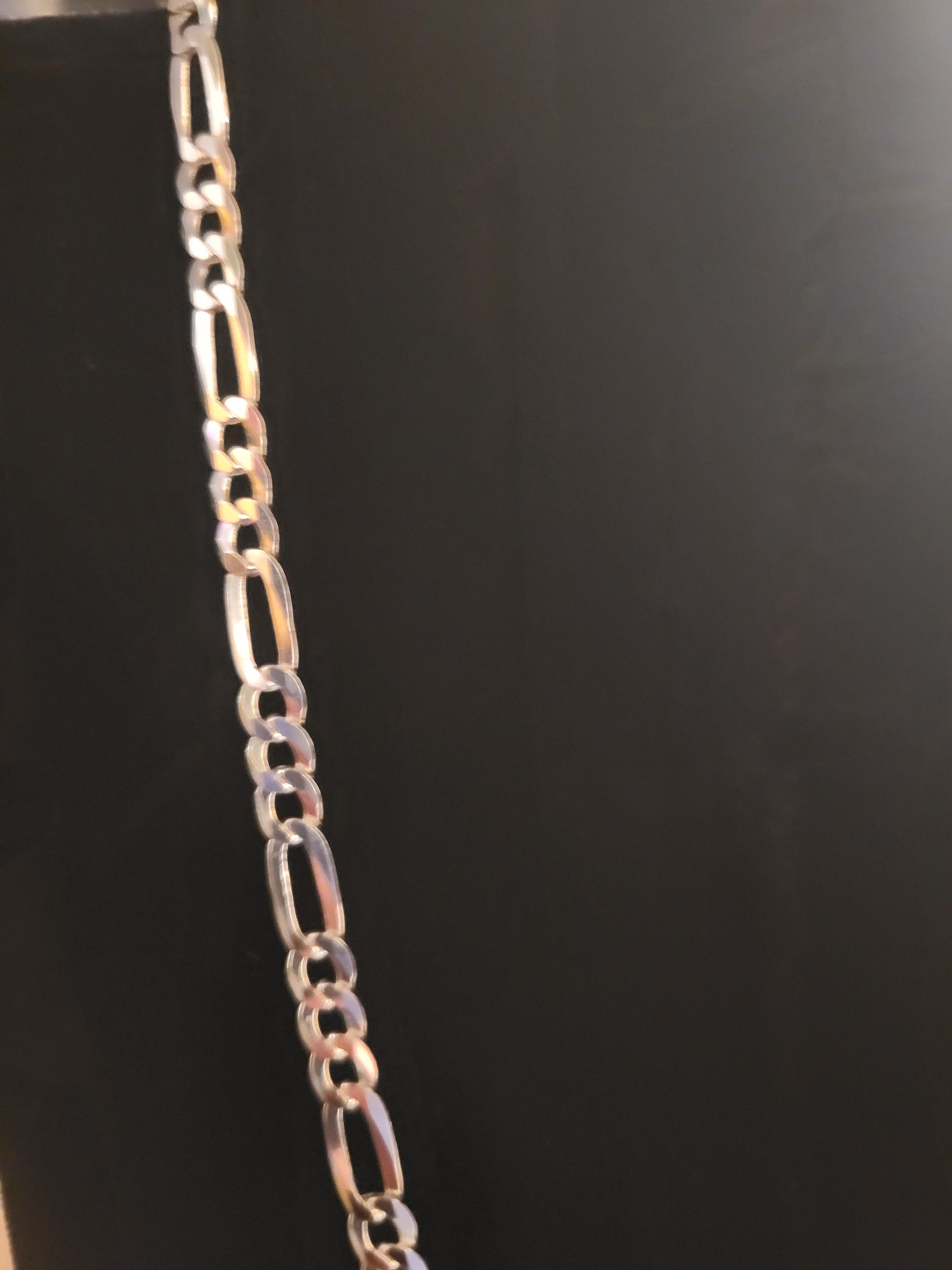 Elegant Solid Sterling Silver Figaro 20" Chain