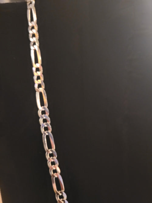 Elegant Solid Sterling Silver Figaro 20" Chain